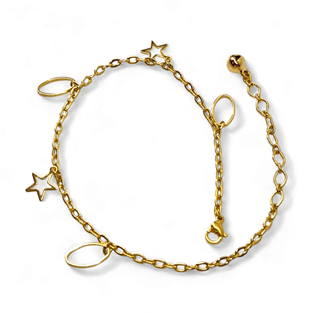 Brățară de picior Aria placată cu aur cu stele aurii și elemente ovale [6]