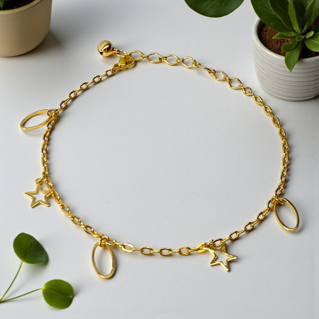 Brățară de picior Aria placată cu aur cu stele aurii și elemente ovale [1]