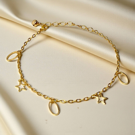 Brățară de picior Aria placată cu aur cu stele aurii și elemente ovale [3]
