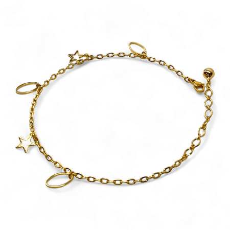 Brățară de picior Aria placată cu aur cu stele aurii și elemente ovale [2]
