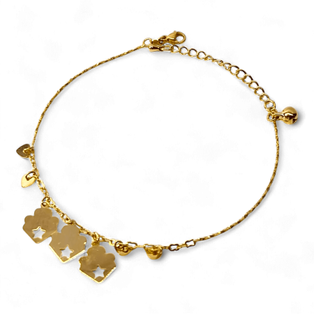 Brățară de picior placată cu aur Maren cu pandantive florale [2]