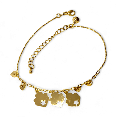 Brățară de picior placată cu aur Maren cu pandantive florale [5]