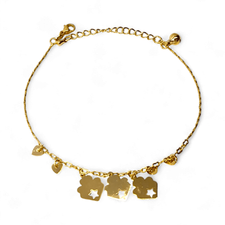 Bratari - Brățară de picior placată cu aur Maren cu pandantive florale