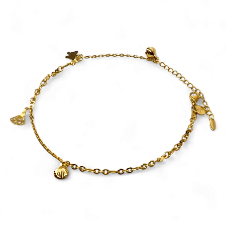 Brățară de picior Sara placată cu aur cu pandantive inspirate din natură [2]