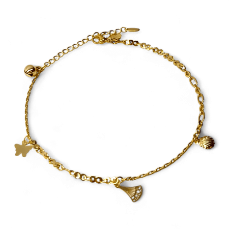 Bratari - Brățară de picior Sara placată cu aur cu pandantive inspirate din natură