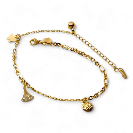 Brățară de picior Sara placată cu aur cu pandantive inspirate din natură [6]