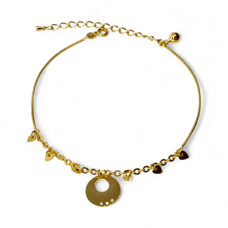 Bratari - Brățară de picior Yara placata cu aur cu inimioare delicate