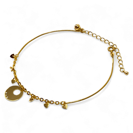Brățară de picior Yara placata cu aur cu inimioare delicate [2]