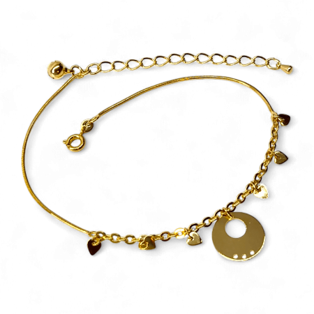 Brățară de picior Yara placata cu aur cu inimioare delicate [6]
