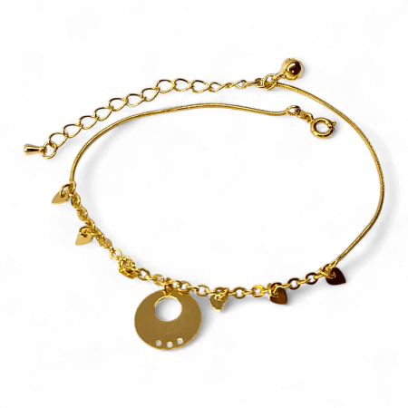 Brățară de picior Yara placata cu aur cu inimioare delicate [4]