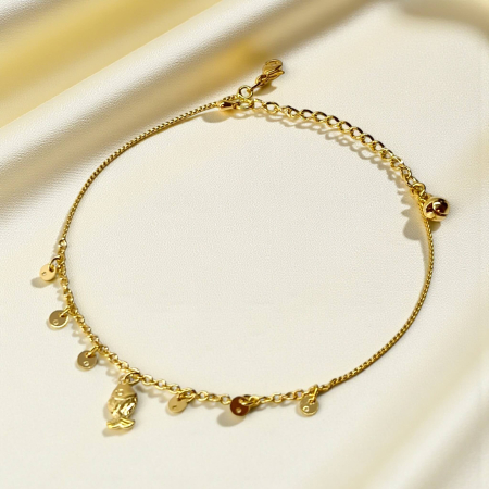 Brățară de picior Zara placată cu aur cu discuri aurii și pandantiv central [1]