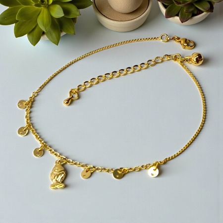 Brățară de picior Zara placată cu aur cu discuri aurii și pandantiv central [3]