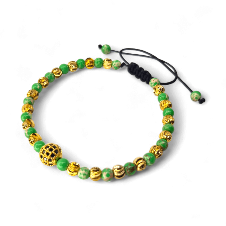 Brățară Larisa cu Jasp Verde și biluțe aurii placate cu aur [6]