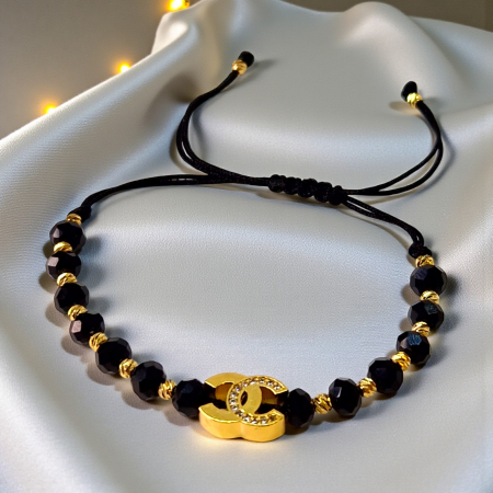 Bratara unisex cu onix si bilute placata ce aur de 14k [1]