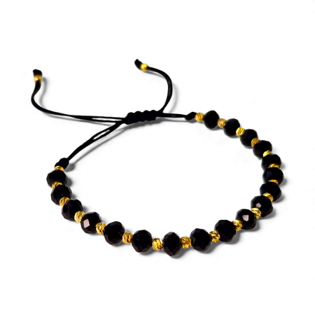 Bratara din onix negru cu bilute placate cu aur de 14k [4]