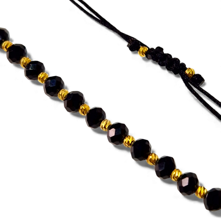 Bratara din onix negru cu bilute placate cu aur de 14k [7]