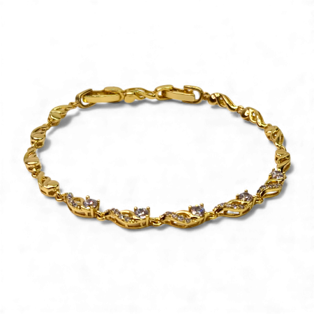 Bratari - Brățară Adelina placată cu aur cu design împletit și zirconii