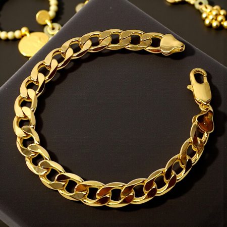 Brățară placată cu aur Alexis cu zale late și luciu intens [3]