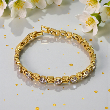 Brățară Beatrice placată cu aur cu zirconii rotunde aliniate [1]