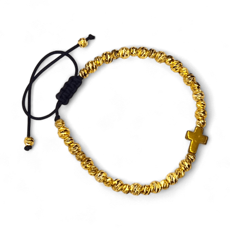 Brățară IH809 placată cu aur 18K cu cruce din hematit aurit [6]