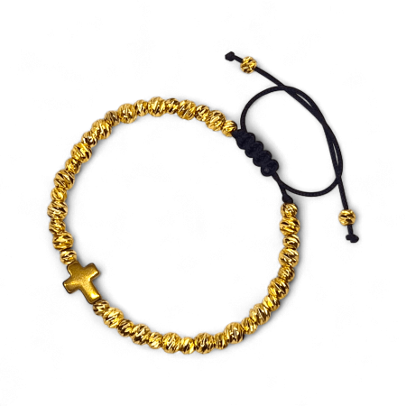 Brățară IH809 placată cu aur 18K cu cruce din hematit aurit [4]
