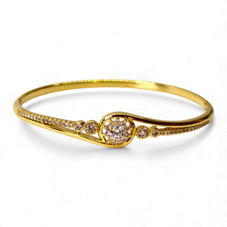 Bratari - Brățară Emily placată cu aur cu centru pavé și zirconii clare