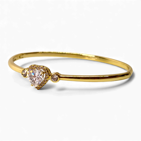 Bratara dama placata cu aur galben de 14K impodobita cu un cristal central in forma de inima din zirconiu transparent [2]