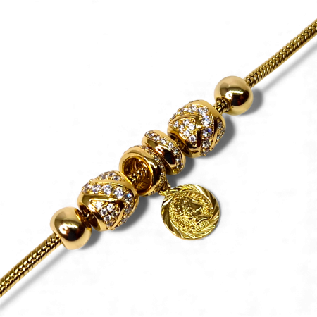 Bratara deosebita gen Pandora placata cu aur de 18k cu pandante impodobite cu cirstale din zirconiu [2]