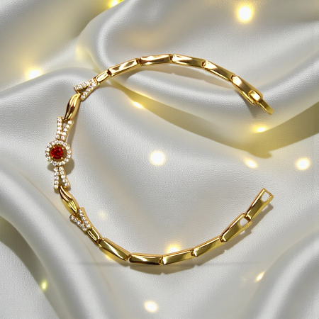 Brățară Julia placată cu aur cu piatră roșie și zirconii [3]