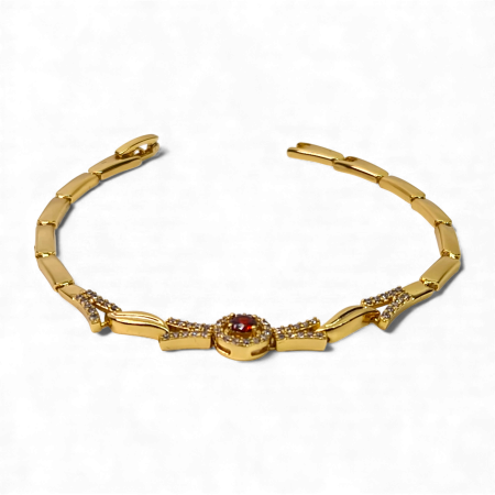 Brățară Julia placată cu aur cu piatră roșie și zirconii [2]