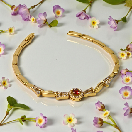 Brățară Julia placată cu aur cu piatră roșie și zirconii [1]