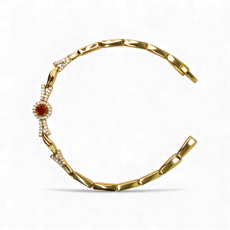 Brățară Julia placată cu aur cu piatră roșie și zirconii [4]