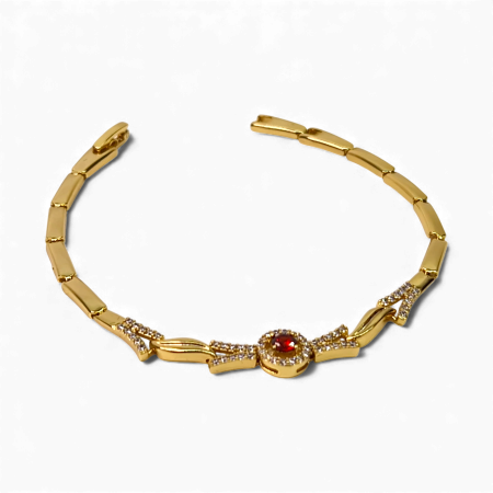 Bratari - Brățară Julia placată cu aur cu piatră roșie și zirconii