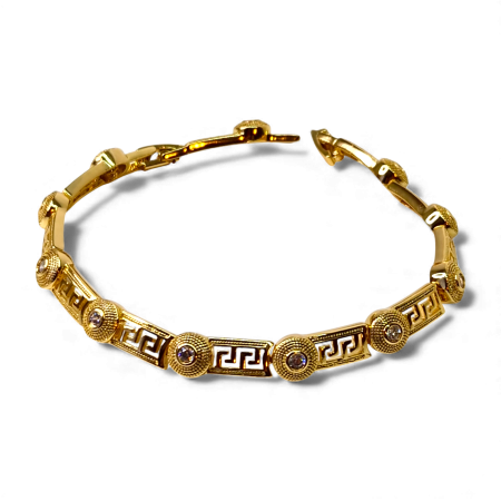 Bratar model Versace placata cu aur de 18k si incrustata cu cristale din zirconiu albe [4]