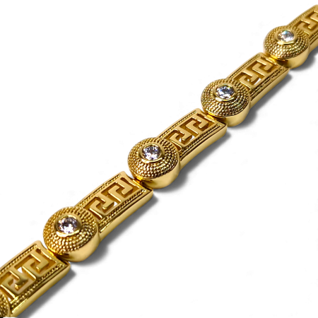 Bratar model Versace placata cu aur de 18k si incrustata cu cristale din zirconiu albe [2]