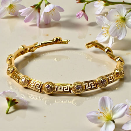 Bratar model Versace placata cu aur de 18k si incrustata cu cristale din zirconiu albe [1]