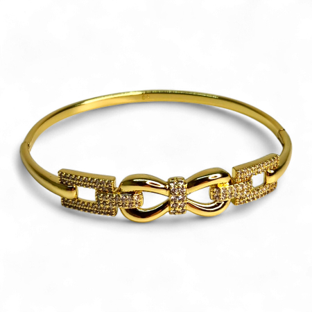 Brățară placată cu aur Karina cu nod elegant și zirconii [2]