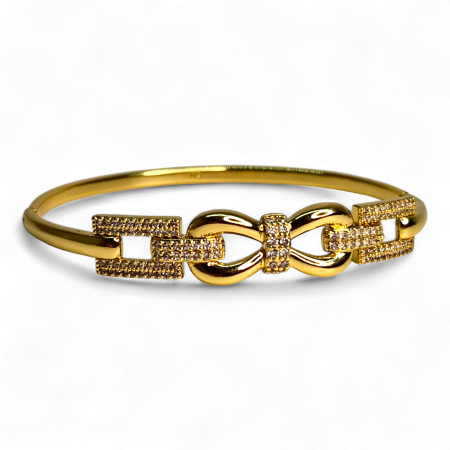 Brățară placată cu aur Karina cu nod elegant și zirconii [6]