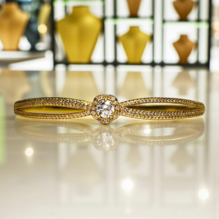 Brățară placată cu aur Ramya cu zirconiu central și detalii delicate [7]