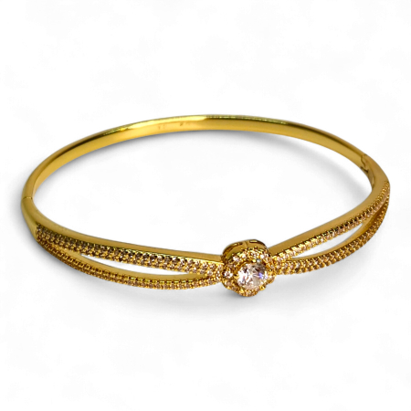 Brățară placată cu aur Ramya cu zirconiu central și detalii delicate [4]
