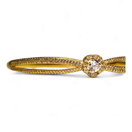 Brățară placată cu aur Ramya cu zirconiu central și detalii delicate [2]