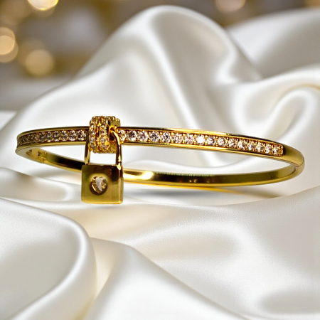 Brățară placată cu aur Sonia cu lacăt și zirconii albe [3]