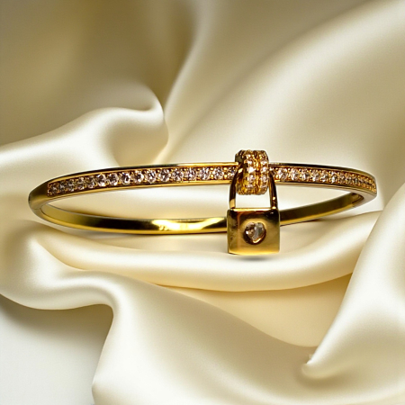 Brățară placată cu aur Sonia cu lacăt și zirconii albe [7]