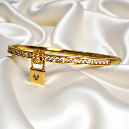 Brățară placată cu aur Sonia cu lacăt și zirconii albe [5]