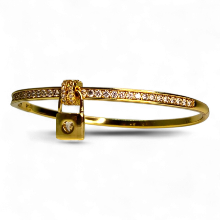 Brățară placată cu aur Sonia cu lacăt și zirconii albe [2]