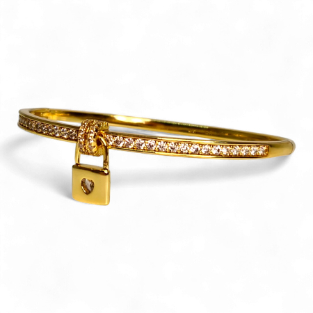 Brățară placată cu aur Sonia cu lacăt și zirconii albe [4]