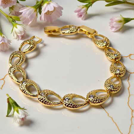 Bratara Simona placata cu aur de 18k si incrustata cu cristale albe din zirconiu [5]