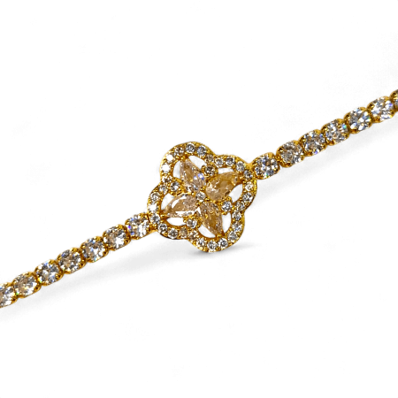 Brățară placată cu aur Valentina cu cristale și pandantiv floral [4]