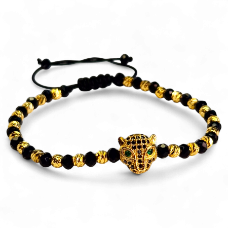 Bratari reglabile - Brățară Parker cu hematit și panteră aurie