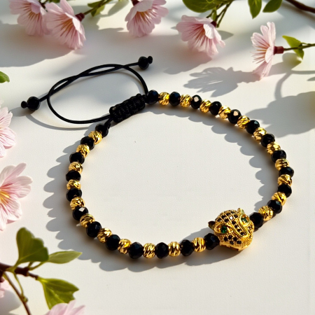 Brățară Parker cu hematit și panteră aurie [3]